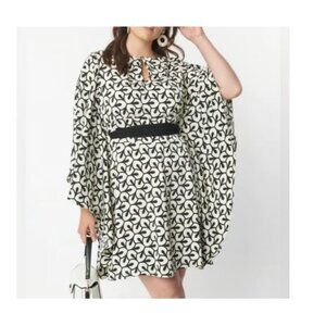Unique Vintage Black and White Patterned Dress